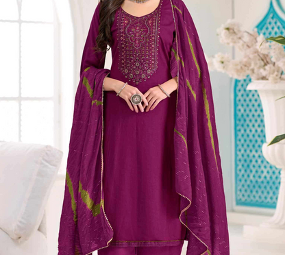 Wine Color Salwar Kameez styled for anniversary celebrations