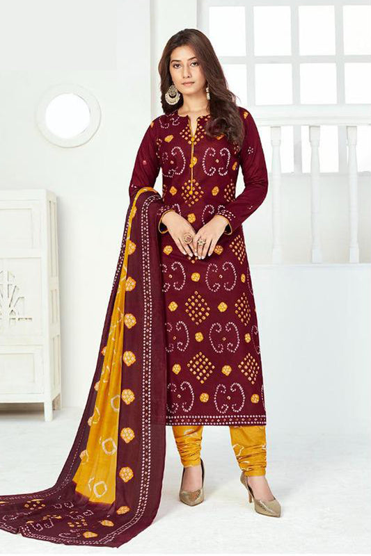 Wine floral summer salwar kameez with embroidered details.