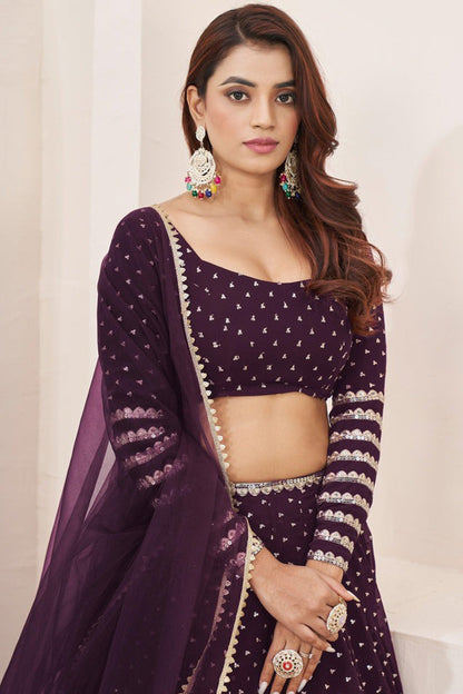 close up of sequins and zari embroidery on lehenga