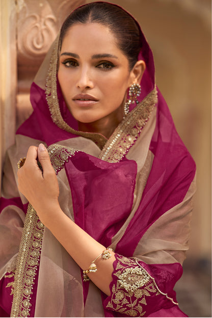 Wine sharara hem detail with fabric flow