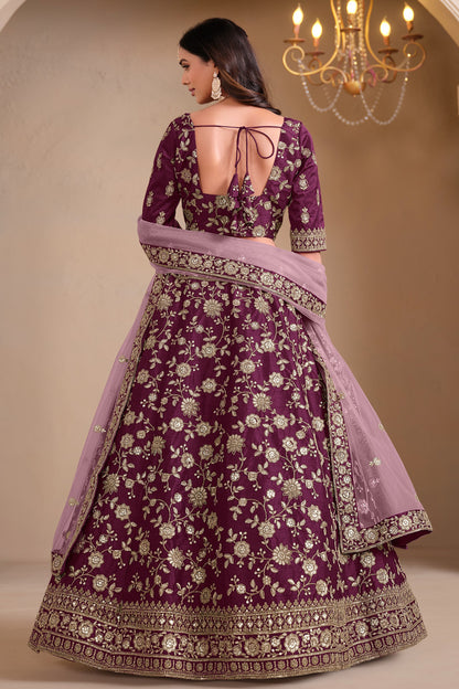 Back view of embroidered choli lehenga choli set
