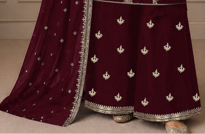 Close-up of Fox Georgette with Heavy Embroidered Sequence work