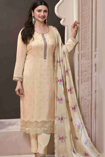 cream salwar kameez for women full set display