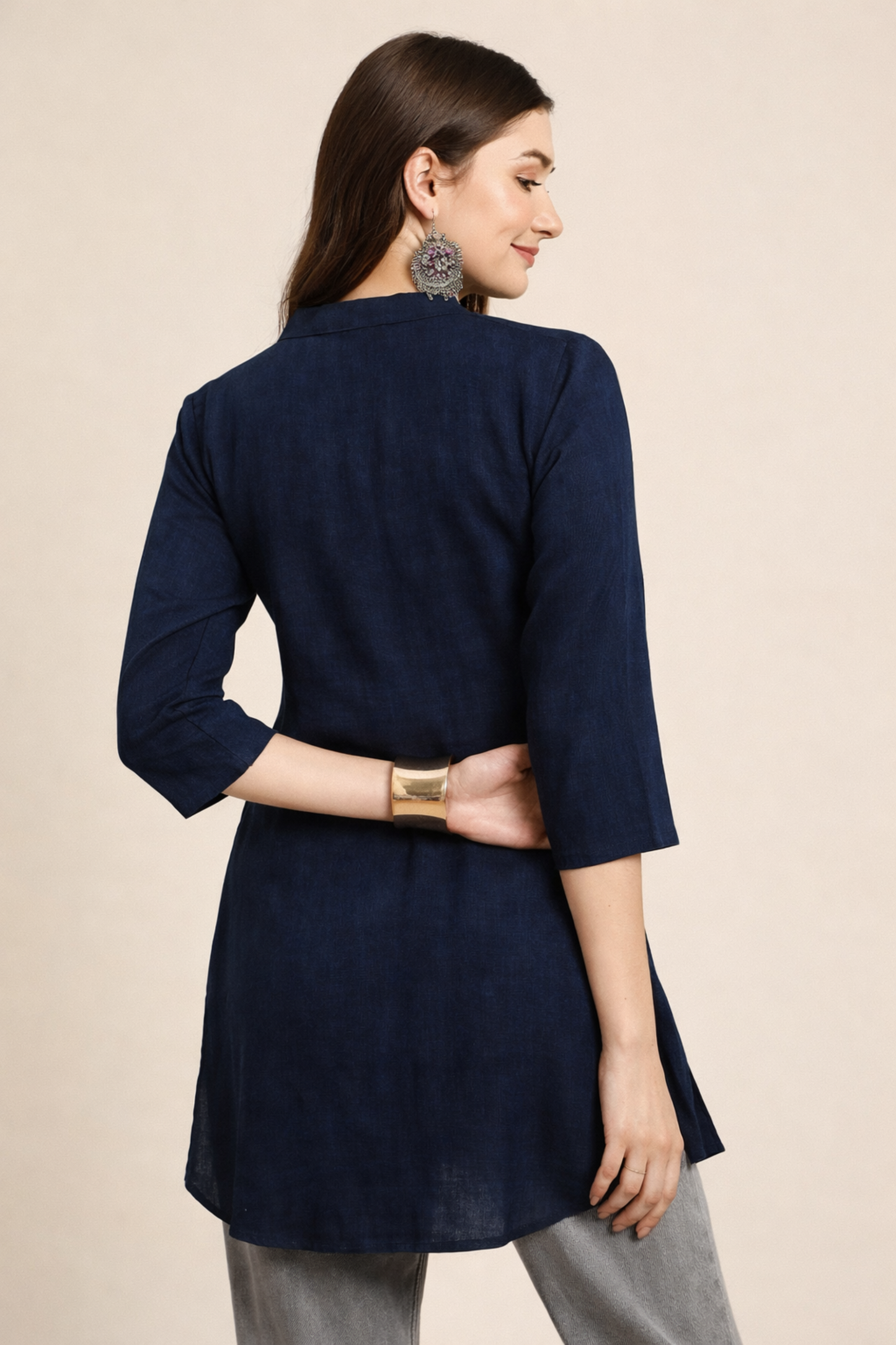navy tunic tops back view clean silhouette