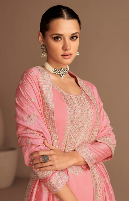 Embroidered pink salwar kameez for Indian wedding events