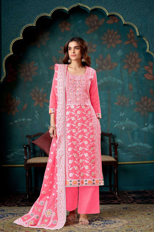 Close-up of Bandhani printed work on cotton shalwar kameez.