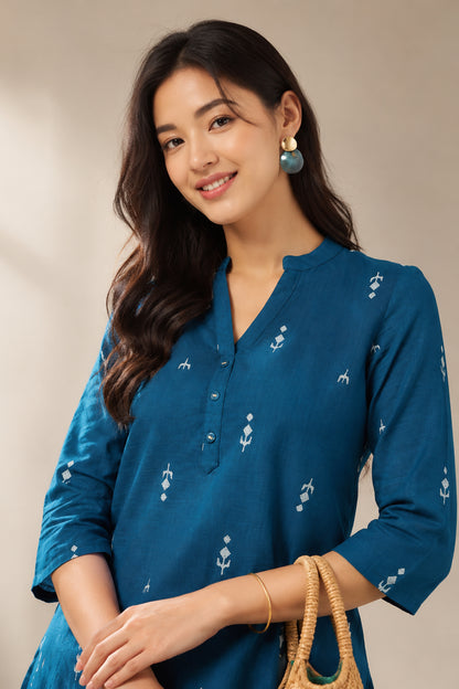 Teal tunic with relaxed everyday silhouette