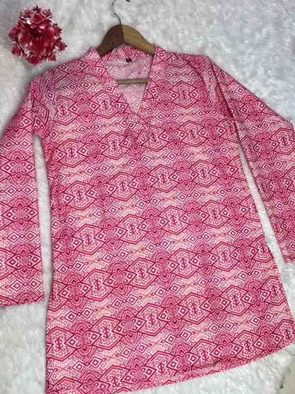 office wear women top pink minimal print styling