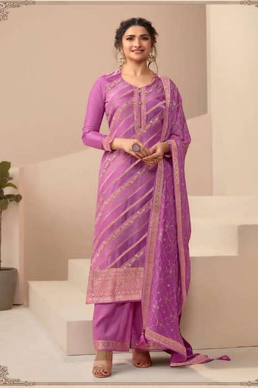 Women wear purple salwar kameez full view with embroidery