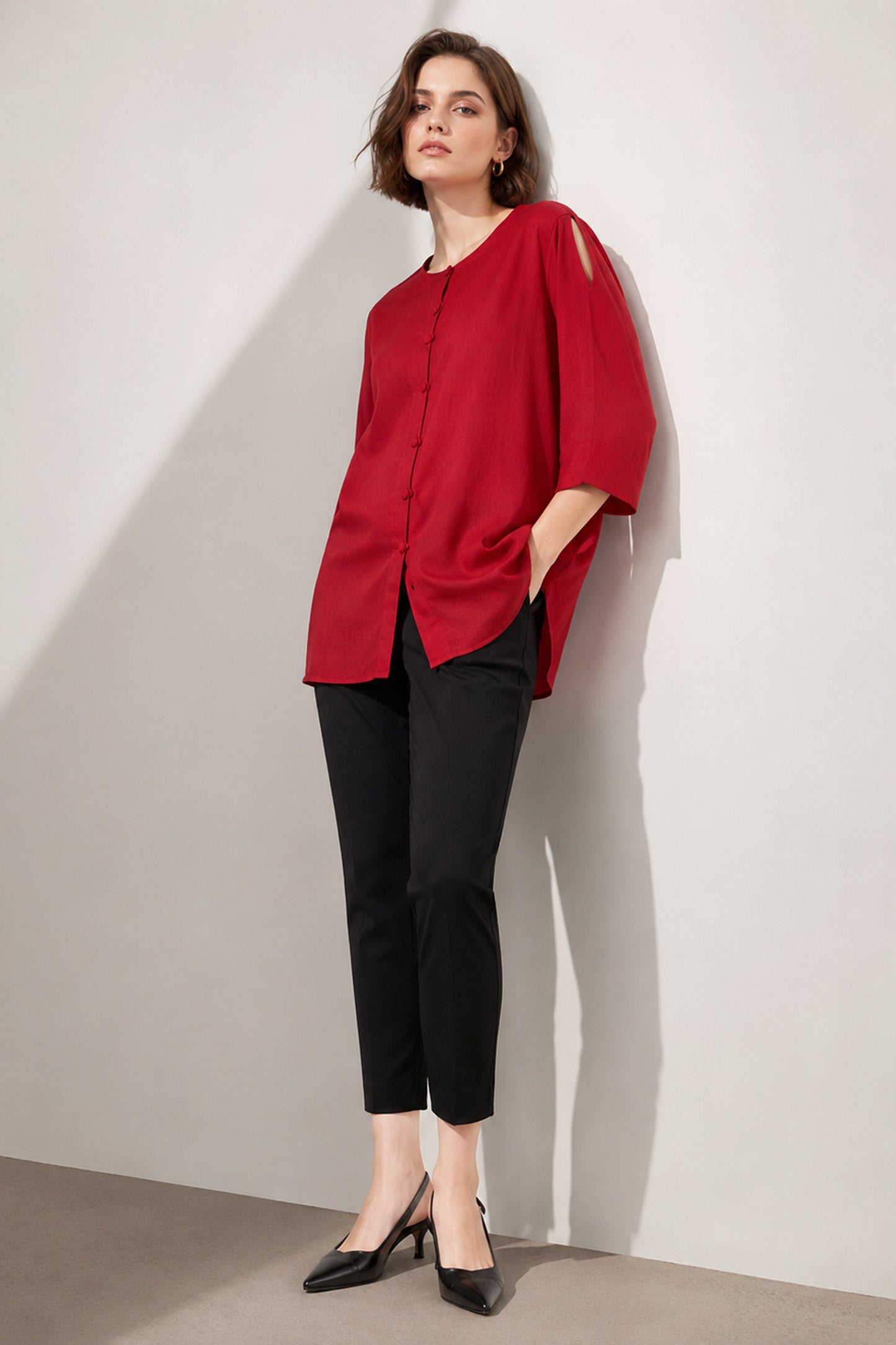 women's red top solid maroon cotton everyday wardrobe essential