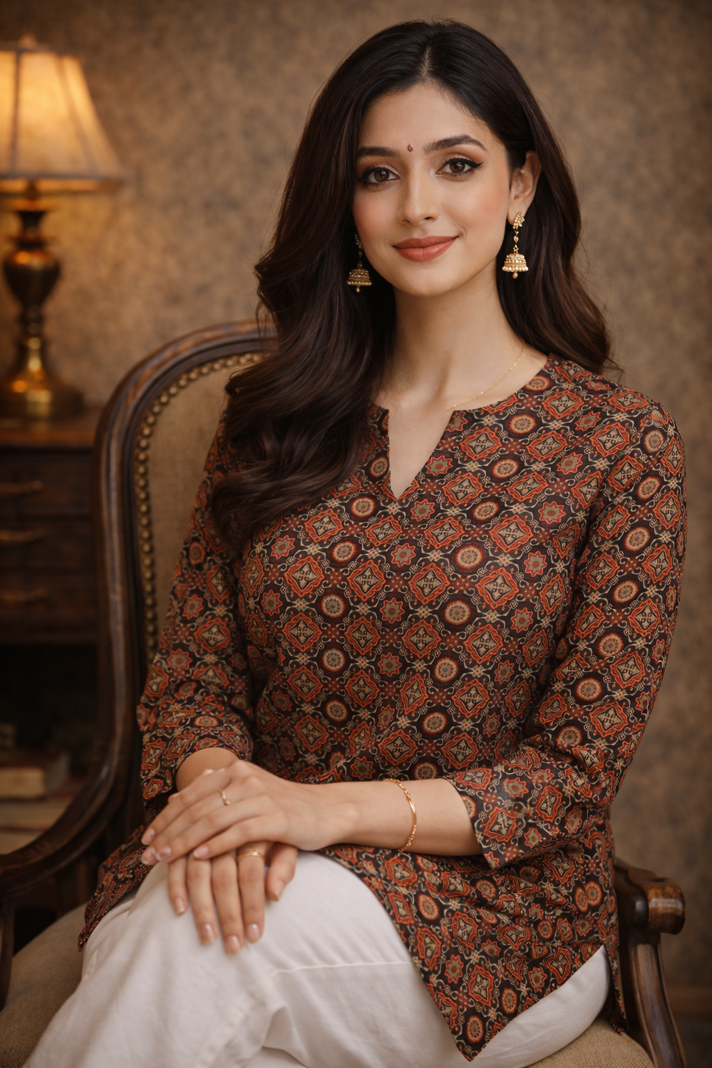 modern style tunic in maslin silk fabric texture view