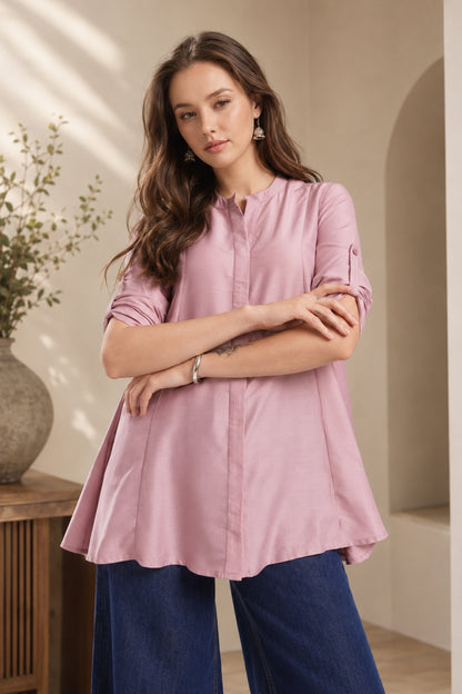 Casual Womens Tunic Tops styled with dark blue denim