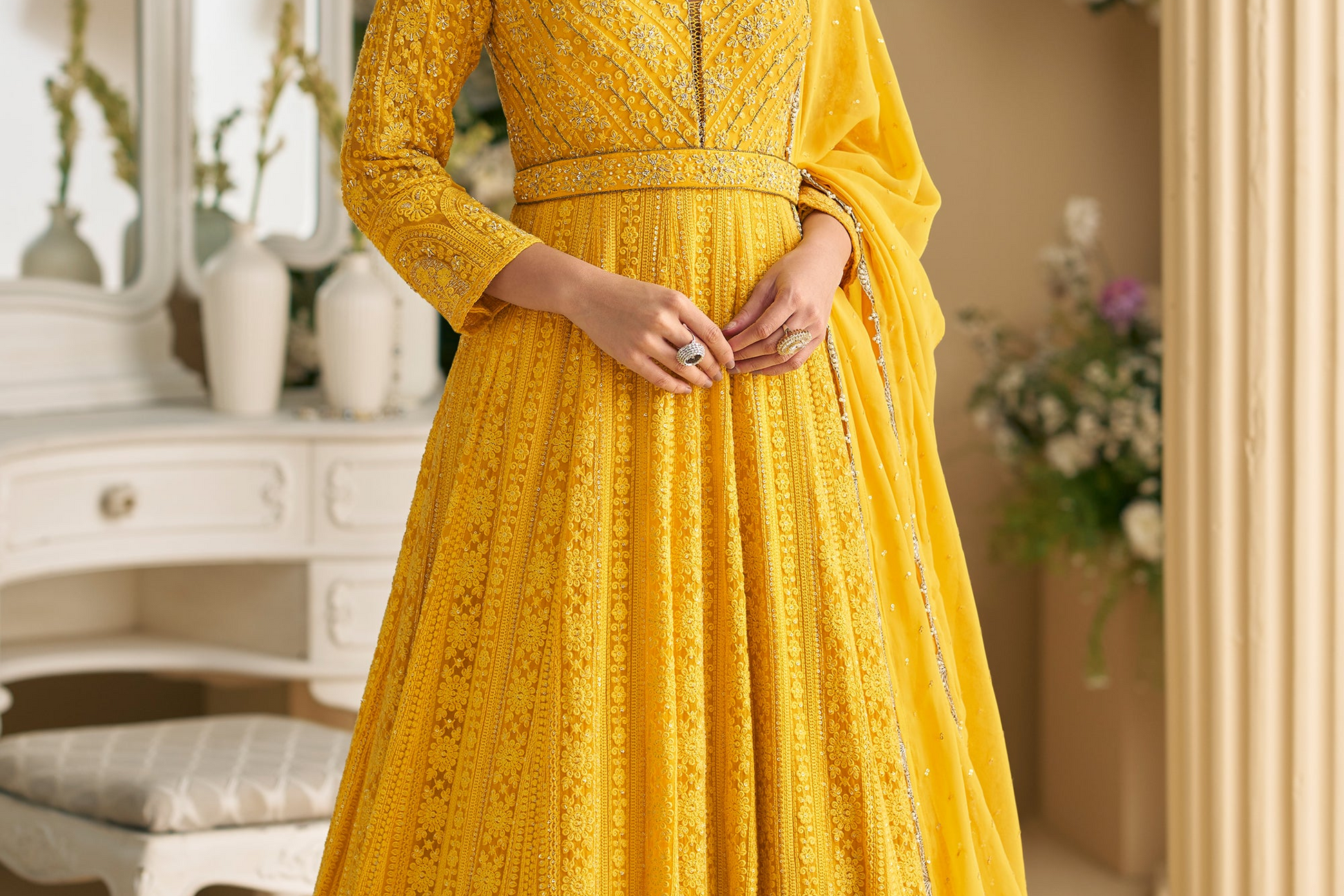 Fabric texture of premium real georgette anarkali