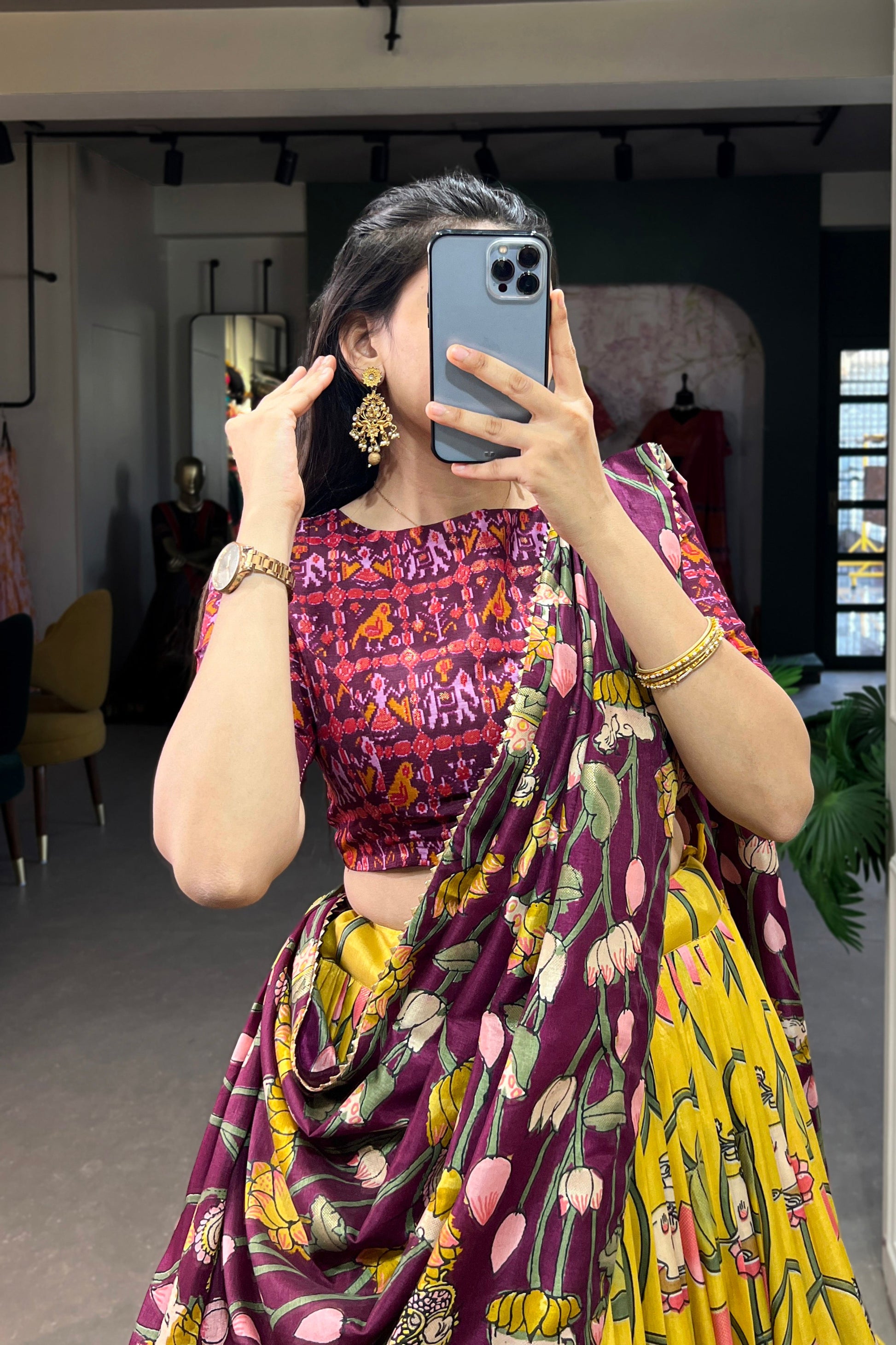 tussar silk yellow ghagra fabric texture close up