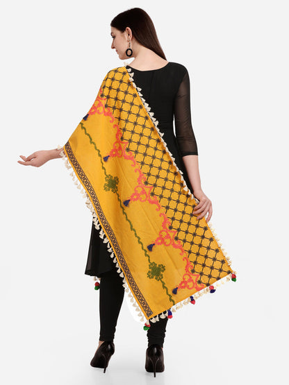 Yellow Dupatta Fabric Texture Close Up