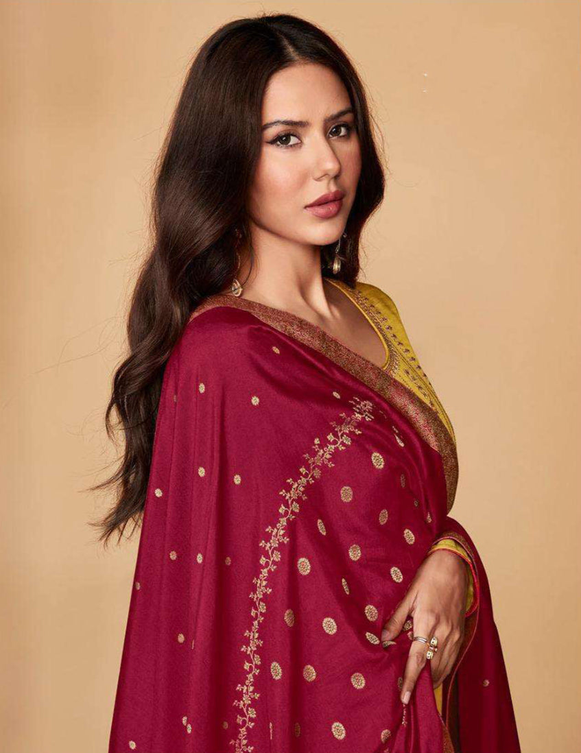 Yellow salwar kameez suited for festive or evening look