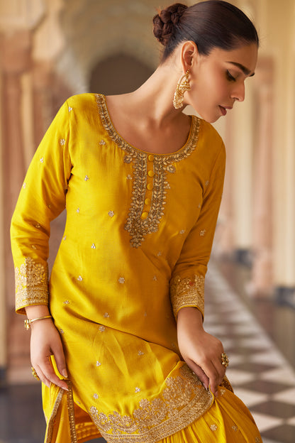 Hem detail of yellow sharara bottoms