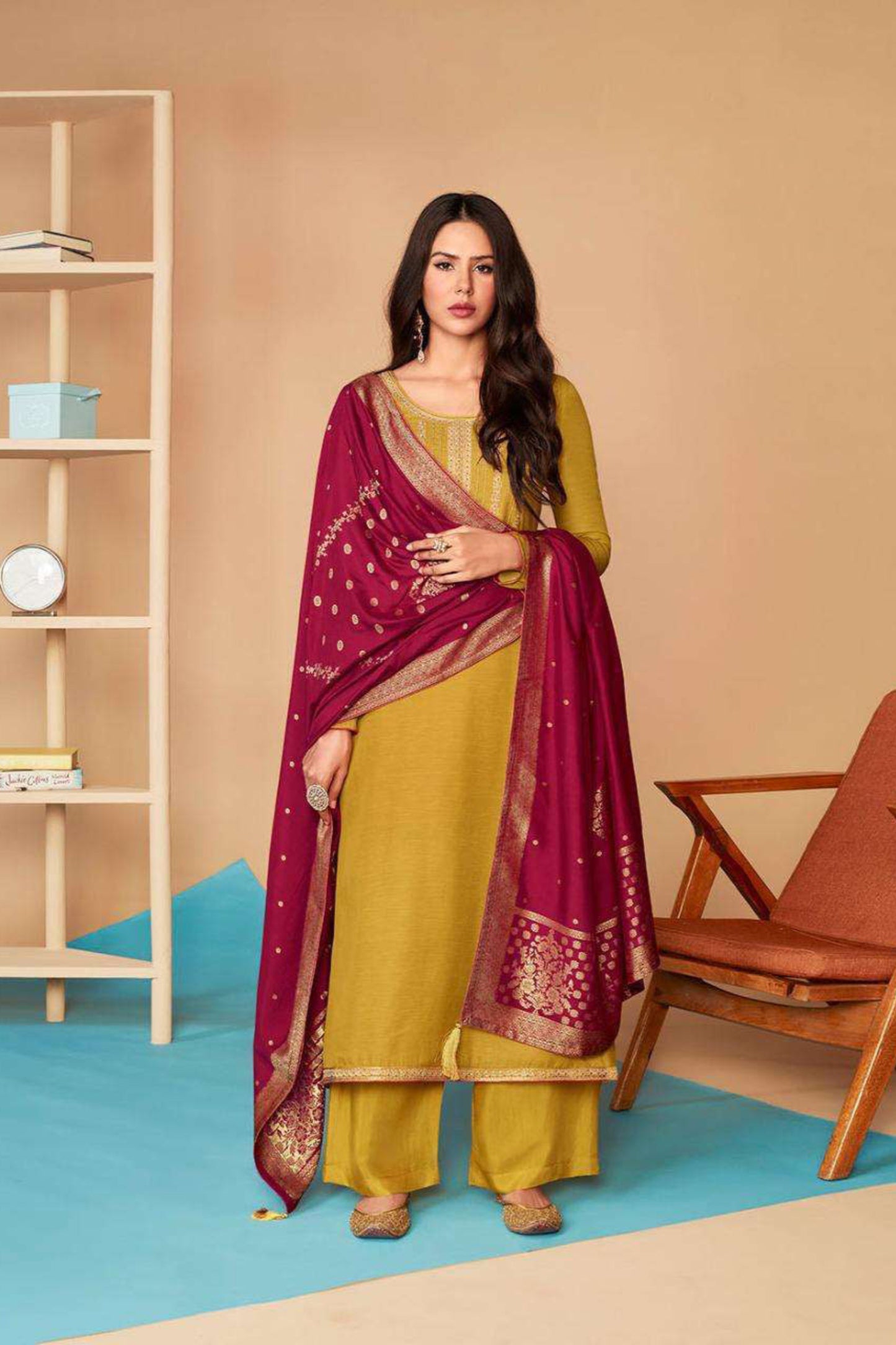 Elegant Yellow Salwar Kameez Suit With Embroidery Perfect Premium Linene Silk
