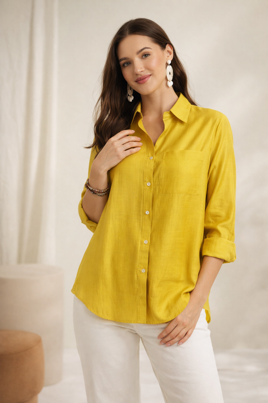 Casual shirts for women yellow relaxed silhouette