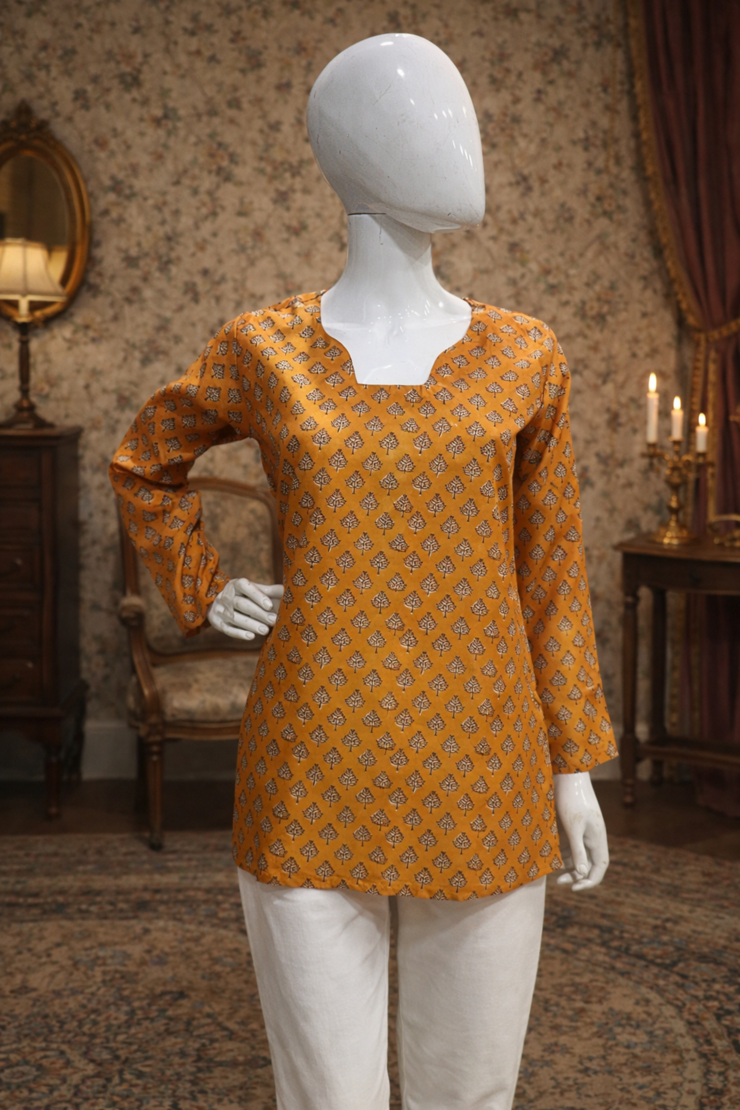 Women top for UK styling in modern printed design