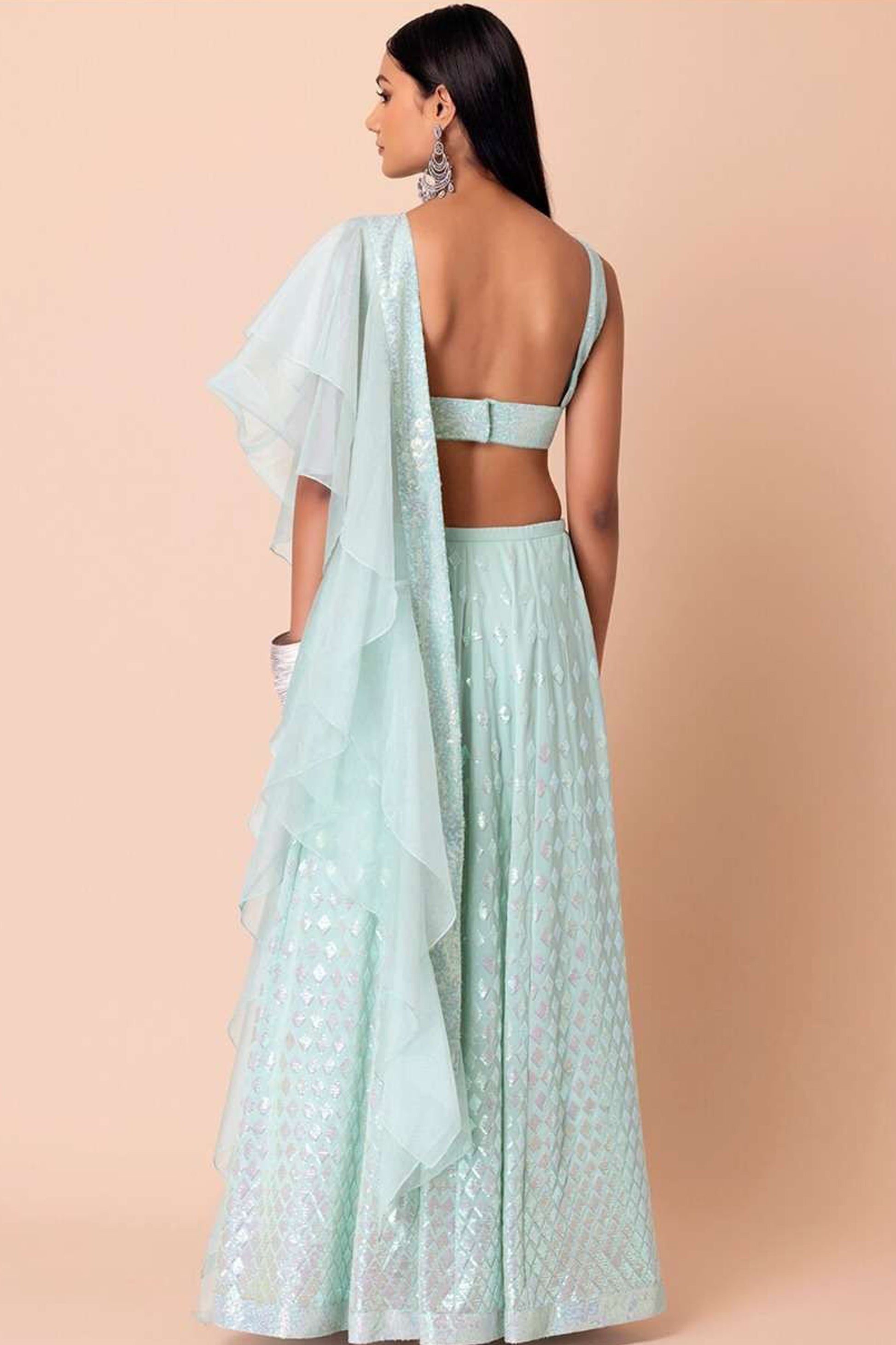 detailed dori embroidery on festive lehenga skirt panel