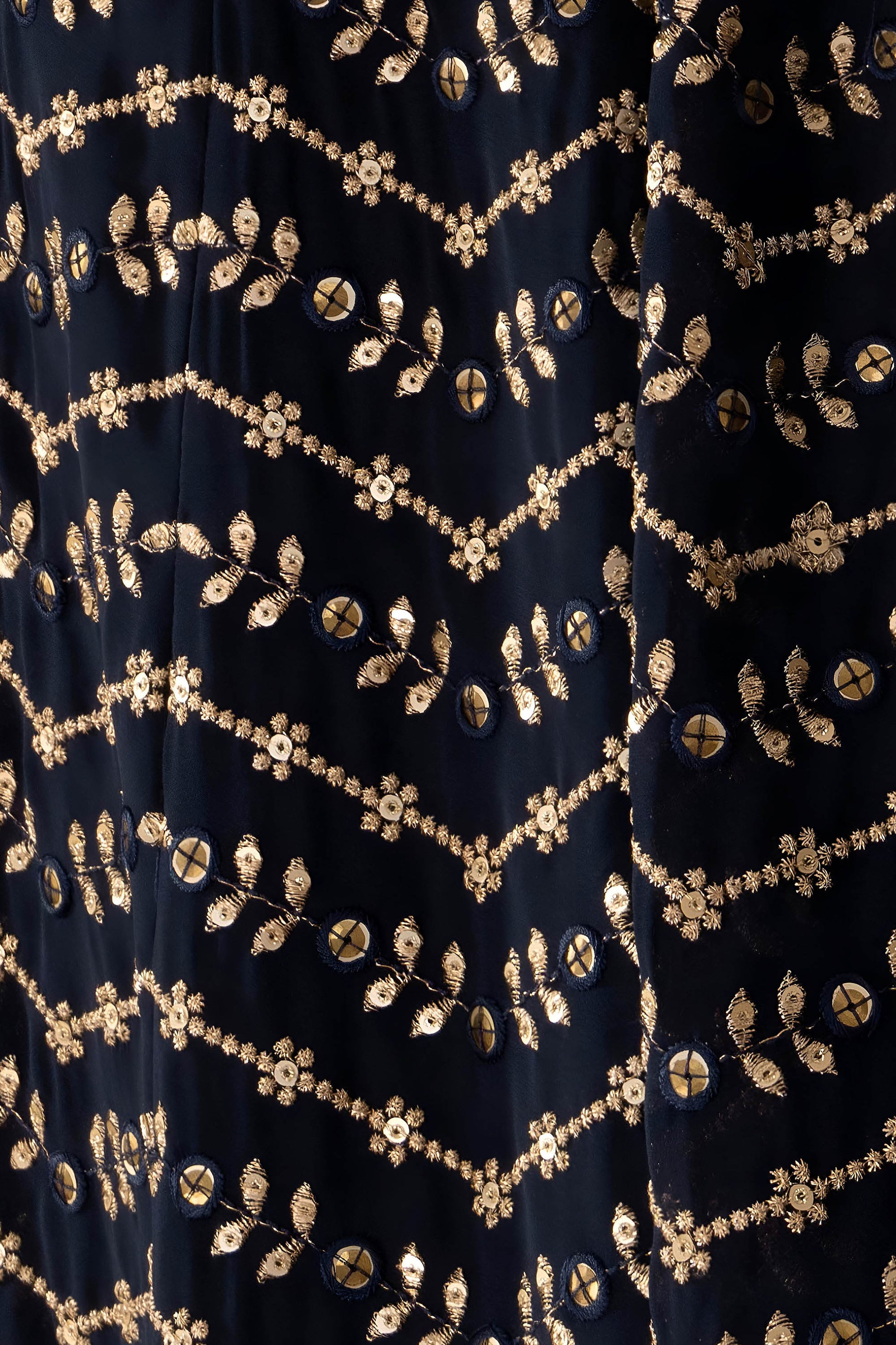 Elegant lehenga silhouette with zari and sequins detailing