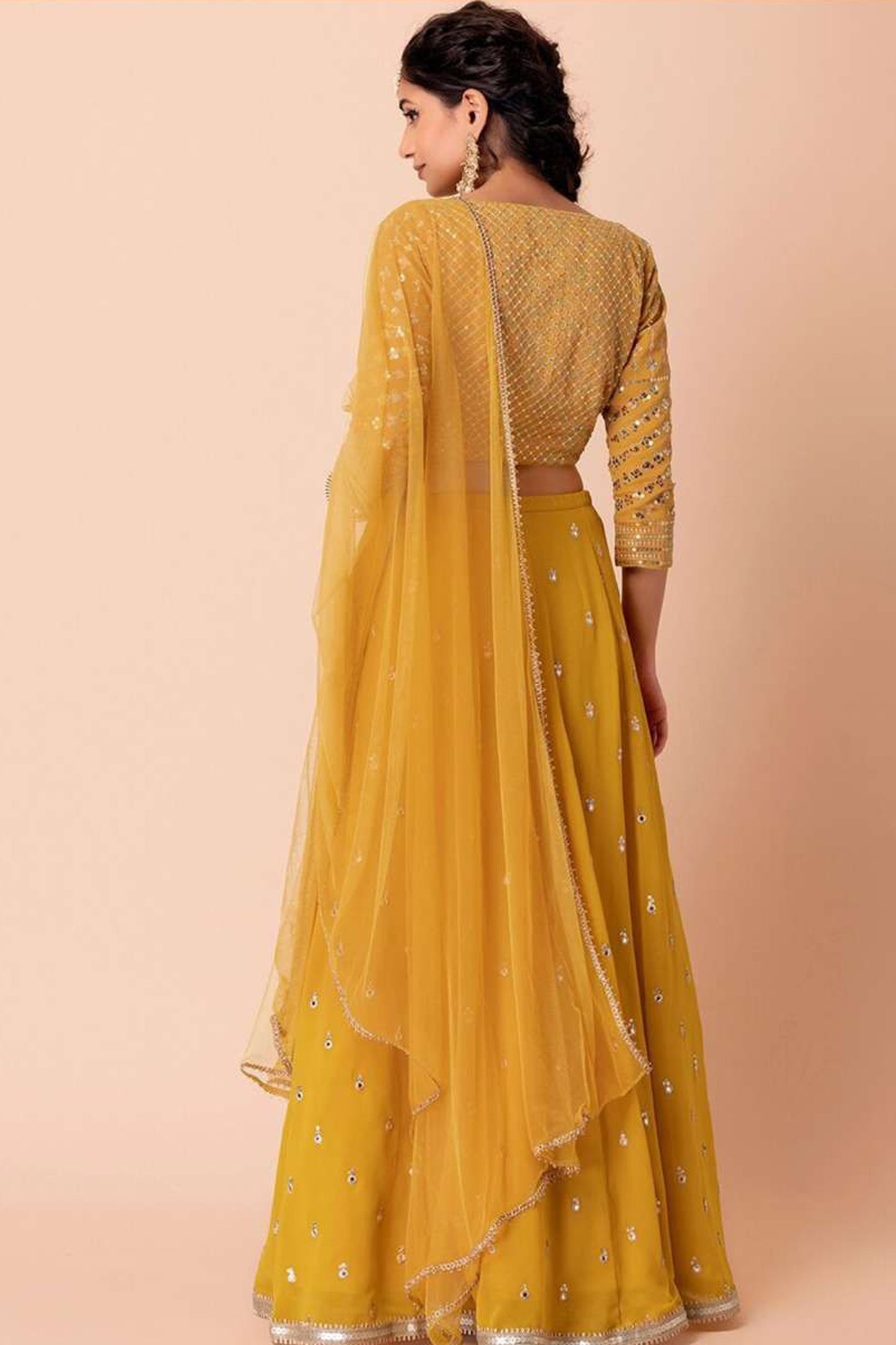 Sequins and zari embroidered wedding attire for women