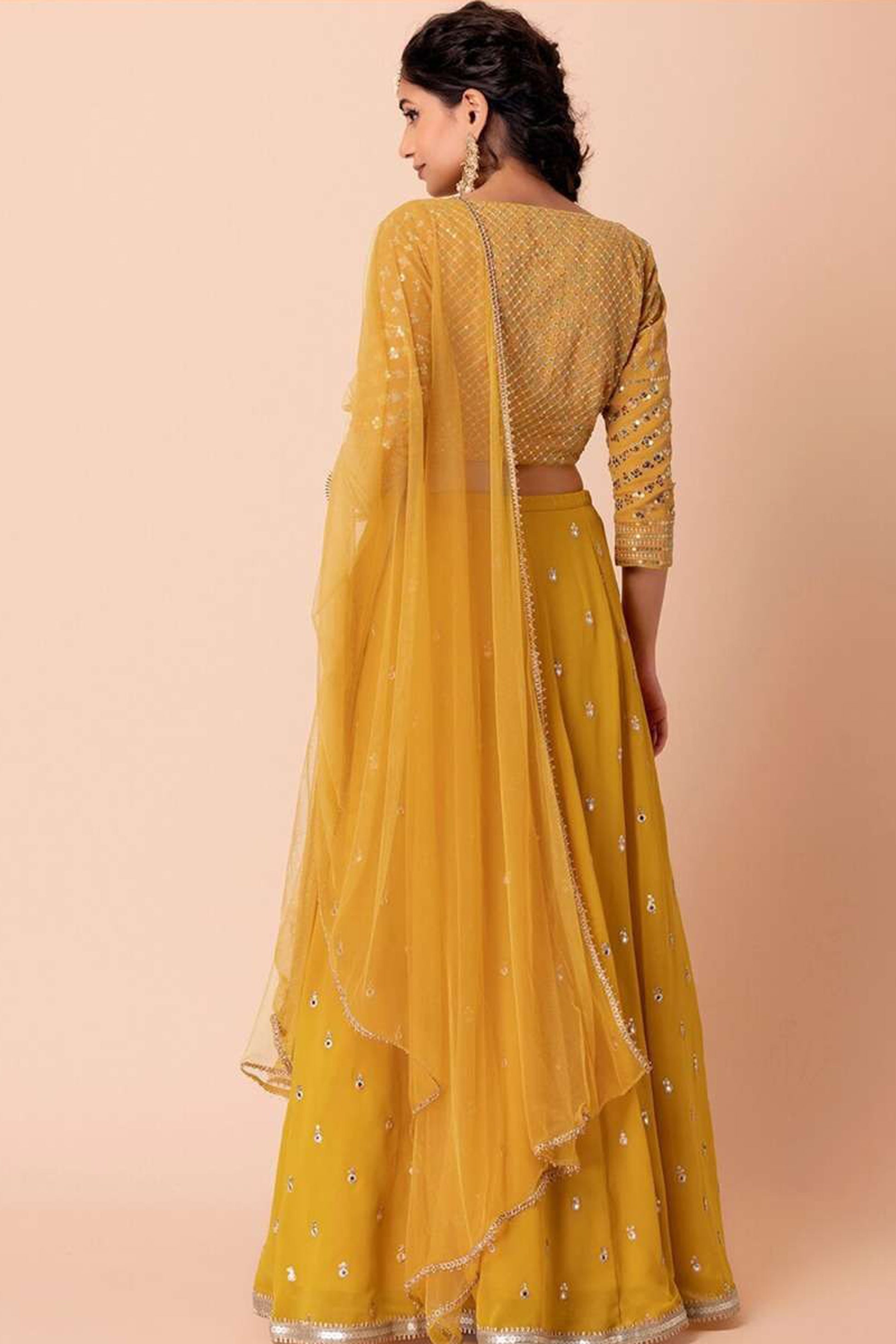 Sequins and zari embroidered wedding attire for women