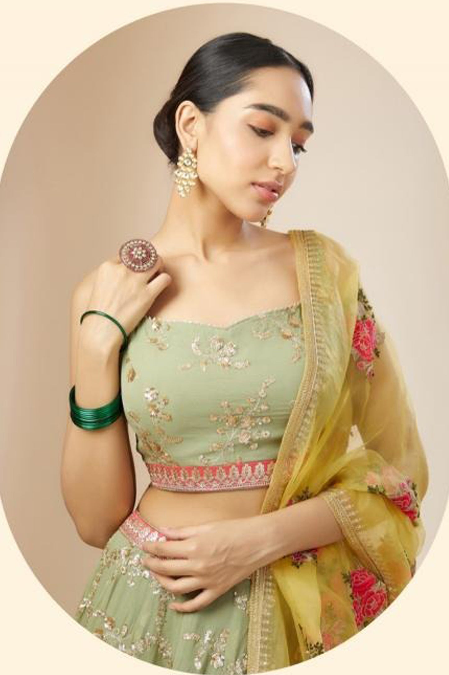embroidered lehenga choli georgette flow design